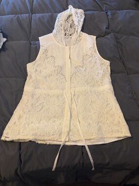 Miss Me White Lace Hooded Tank